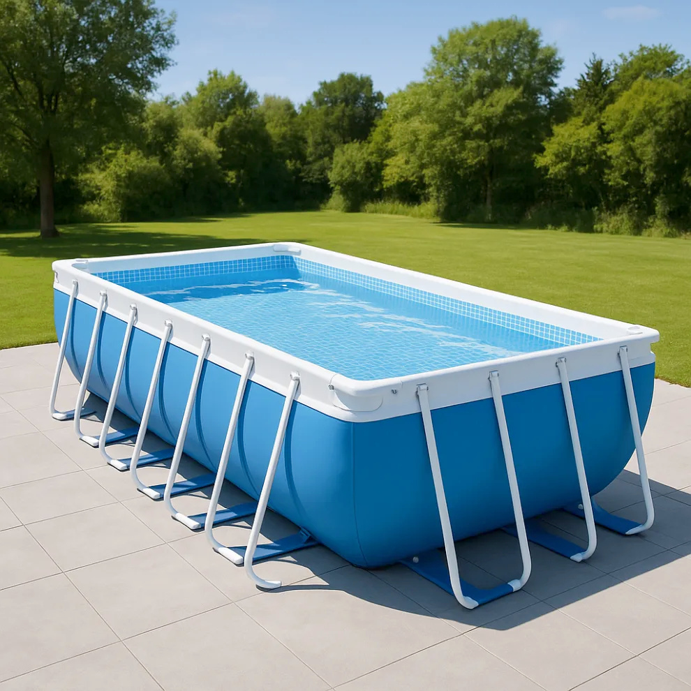 Piscine tubulaire rectangulaire, oui, piscine tubulaire en PVC, acier, extérieur, jardin, 732 x 366 x 132 cm, bleu/blanc, VMhCAXN637wF
