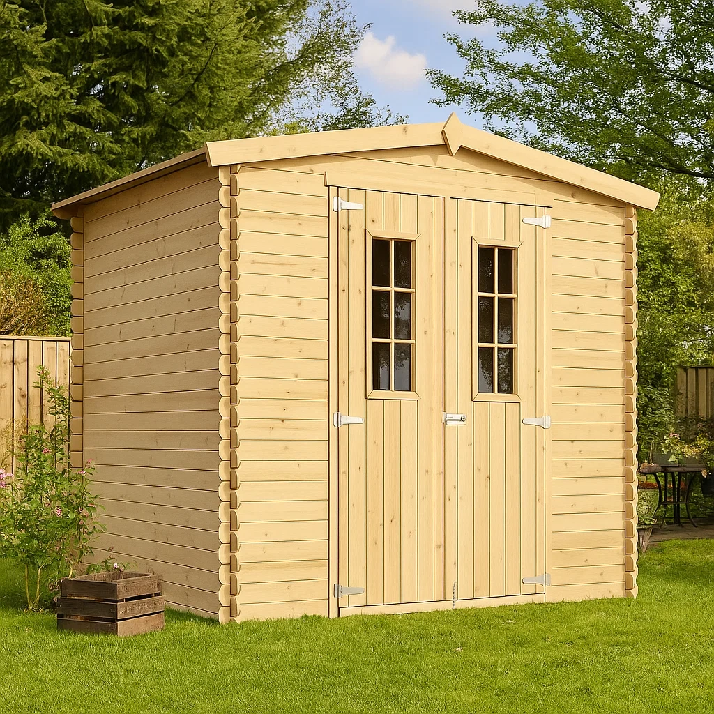 Abri de jardin en bois naturel avec portes à double vitrage, 4,61 m² - krQLhgF146VM