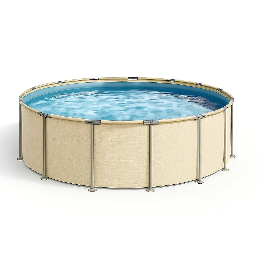 Piscine tubulaire ronde amovible en acier, 358 x 98 cm, couleur crème, avec filtre et échelle KQNXgjW262op