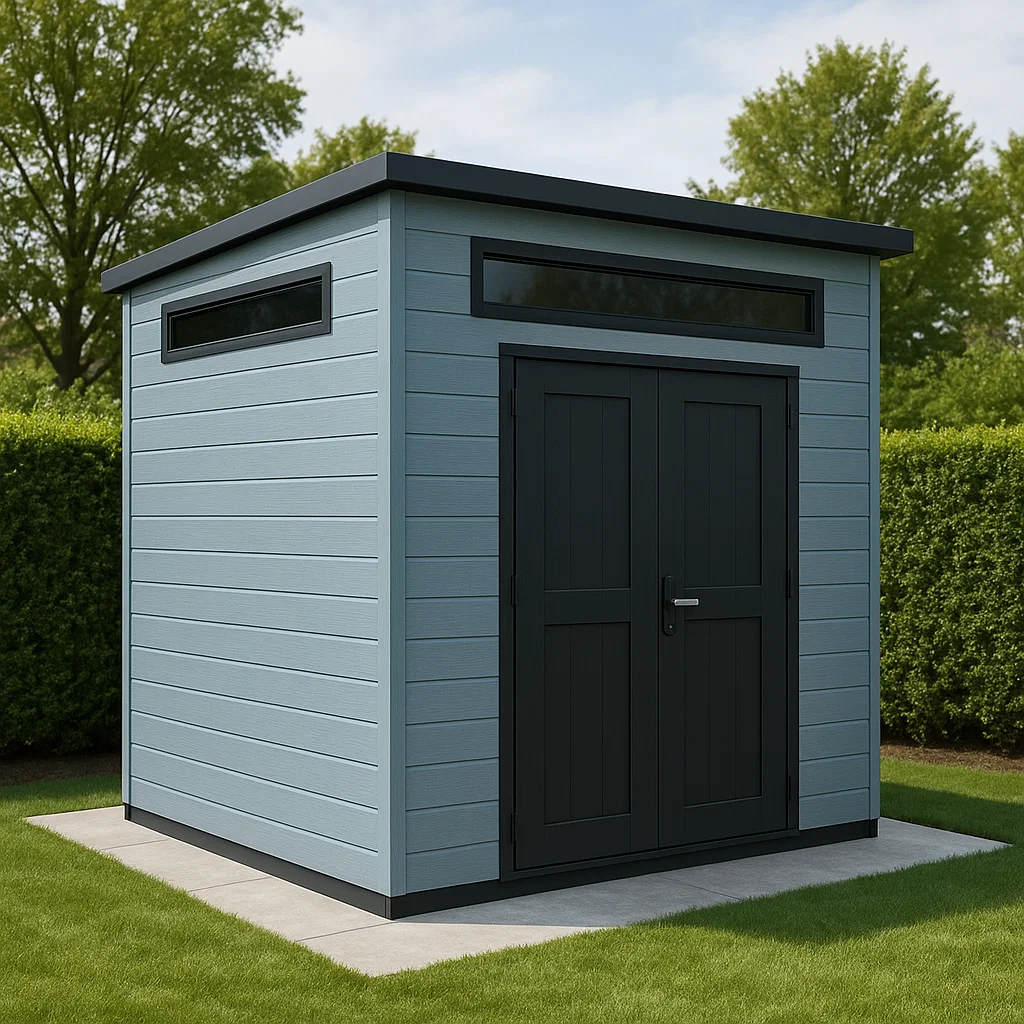 Abri de jardin extérieur en résine grise et bleue 180 x 170 x 200 cm GDPOSLQ207mZ