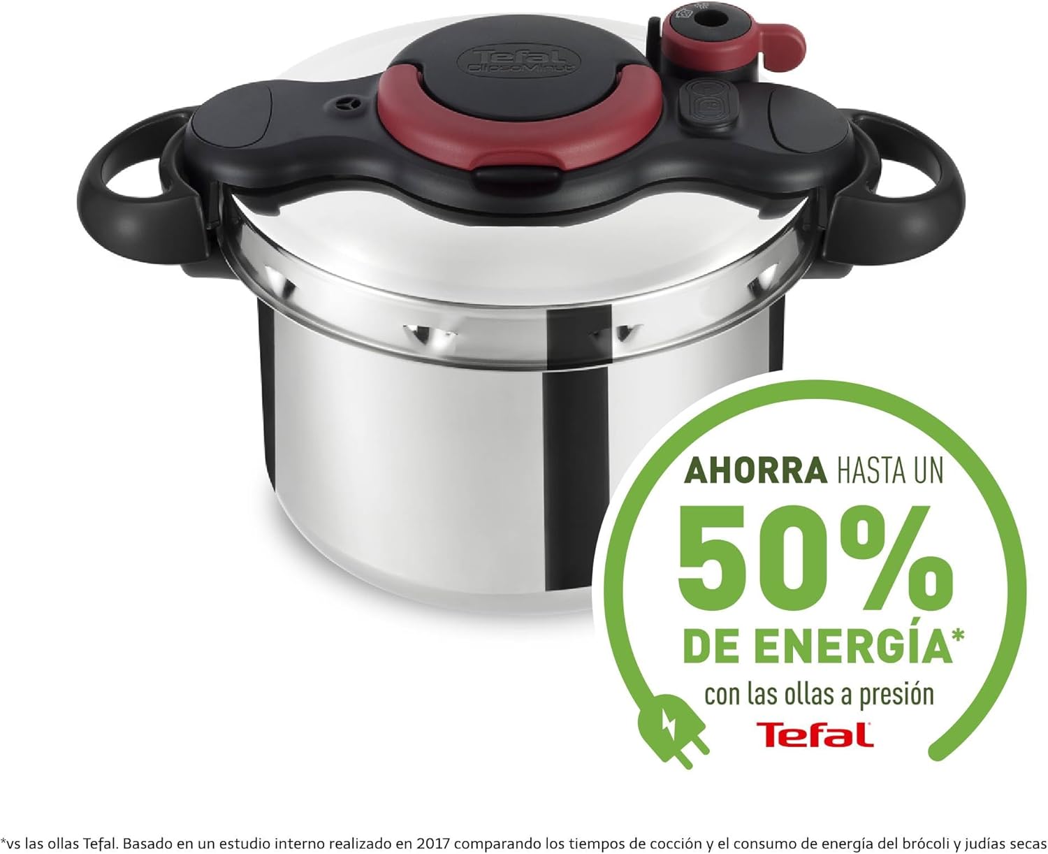 Tefal P47051 Clipso Minut Duo Aluminium-Schnellkochtopf mit 5 Sicherheitssystemen und einfacher Einhandbedienung, Grau/Rot, 5 l