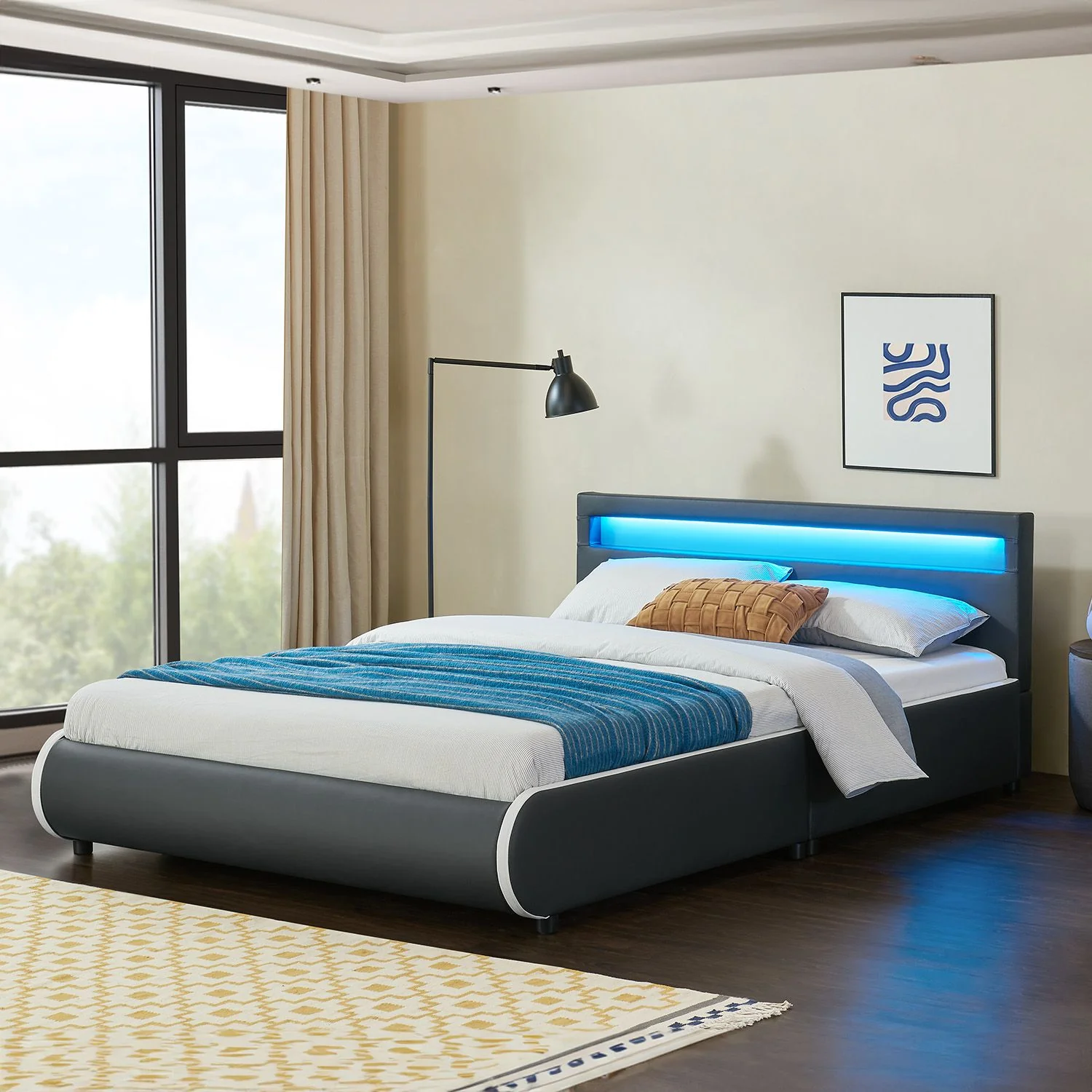 Lit capitonné Séville 2025, 140 x 200 cm, blanc