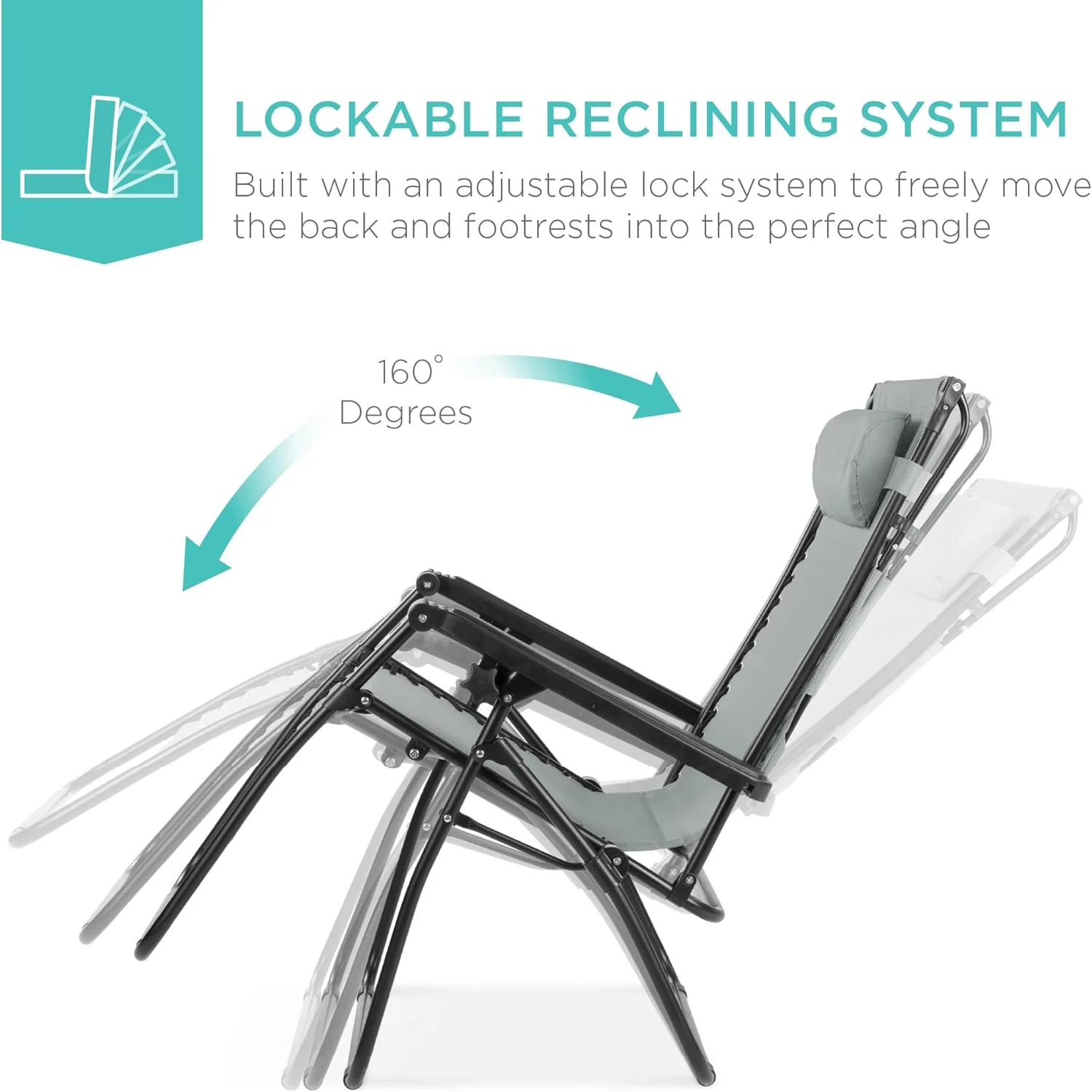 Bedste valg – Zero Gravity-lænestol til terrassen. Justerbar og foldbar udendørsstol med baldakin, nakkepude og sidebakke. Textilene – Påfugleblå