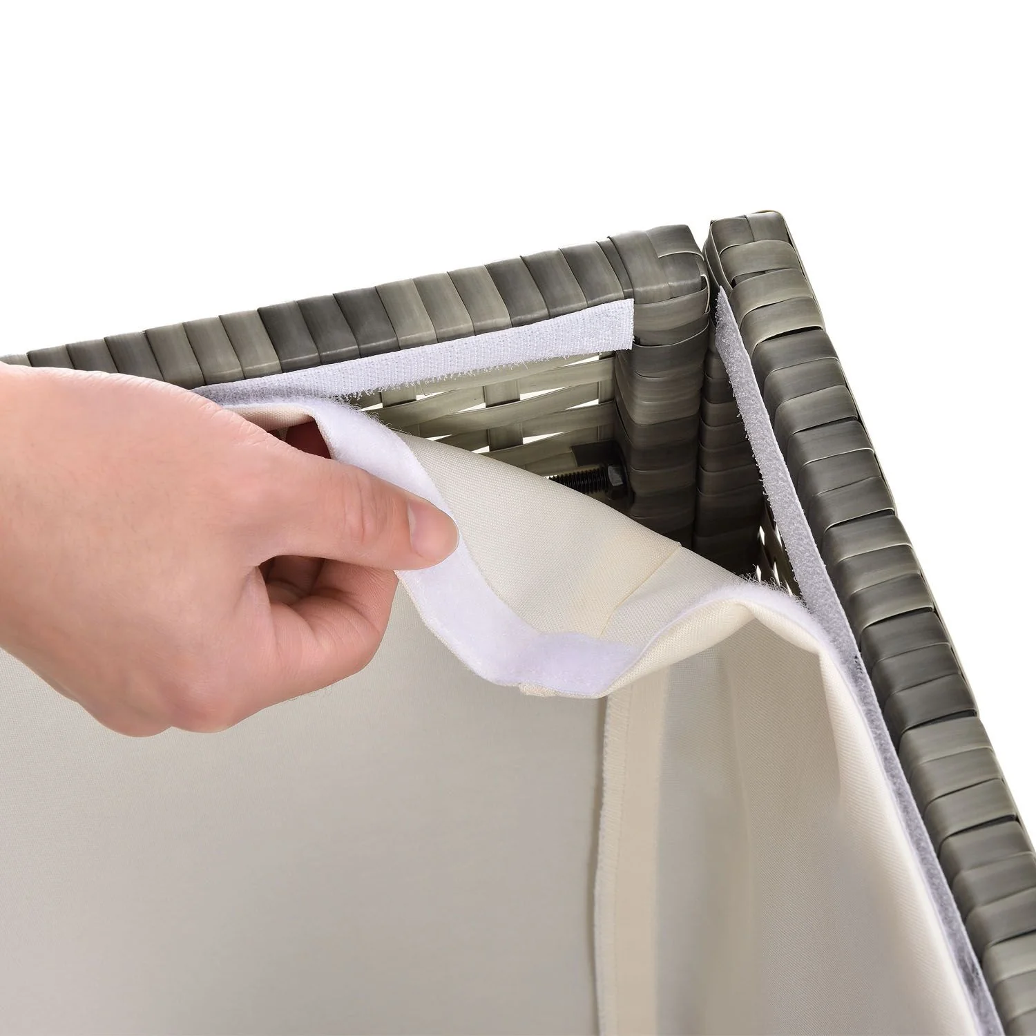 Coffre de rangement de jardin Ikaria 2025 en résine tissée – 950 L avec couvercle et doublure intérieure pour coussins