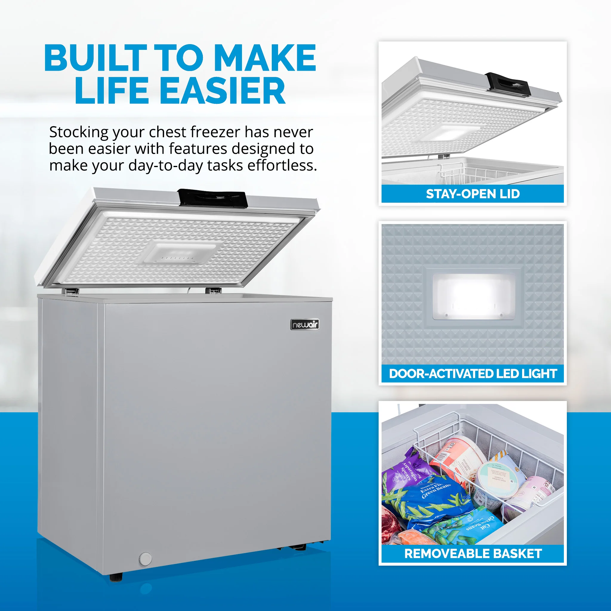 2025 Newair® Minifryser. 1,75 m³ – Kølig grå