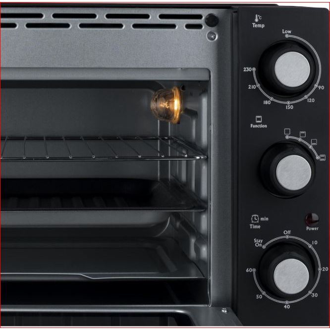 H.koenig Mini-Elektro-Tischbackofen, 1400 W, 20 Liter, 4 Kochprogramme. 28,00 cm Edelstahl