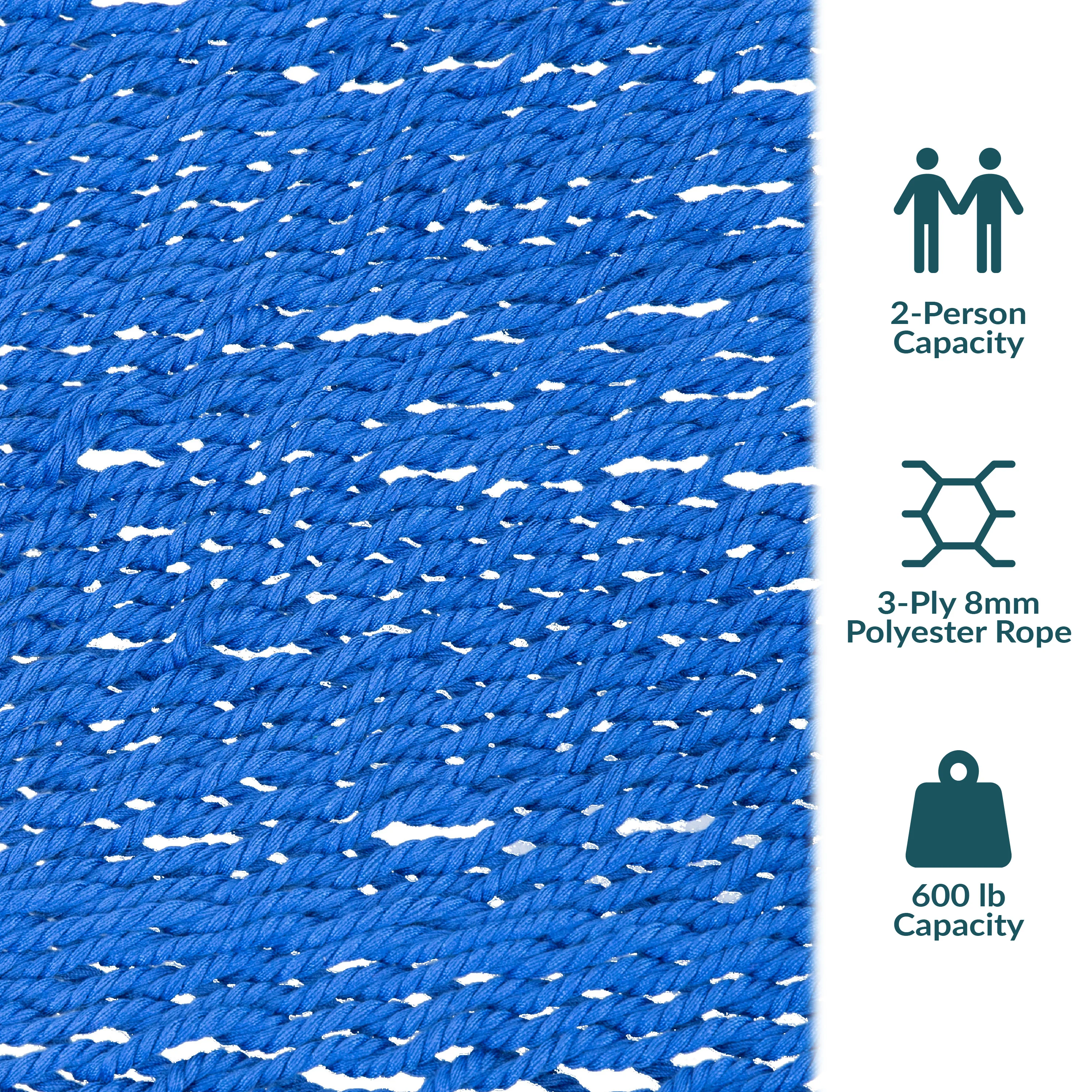 Hamac Sunnydaze 2025 en corde de polyester pour 2 personnes avec barres d'écartement