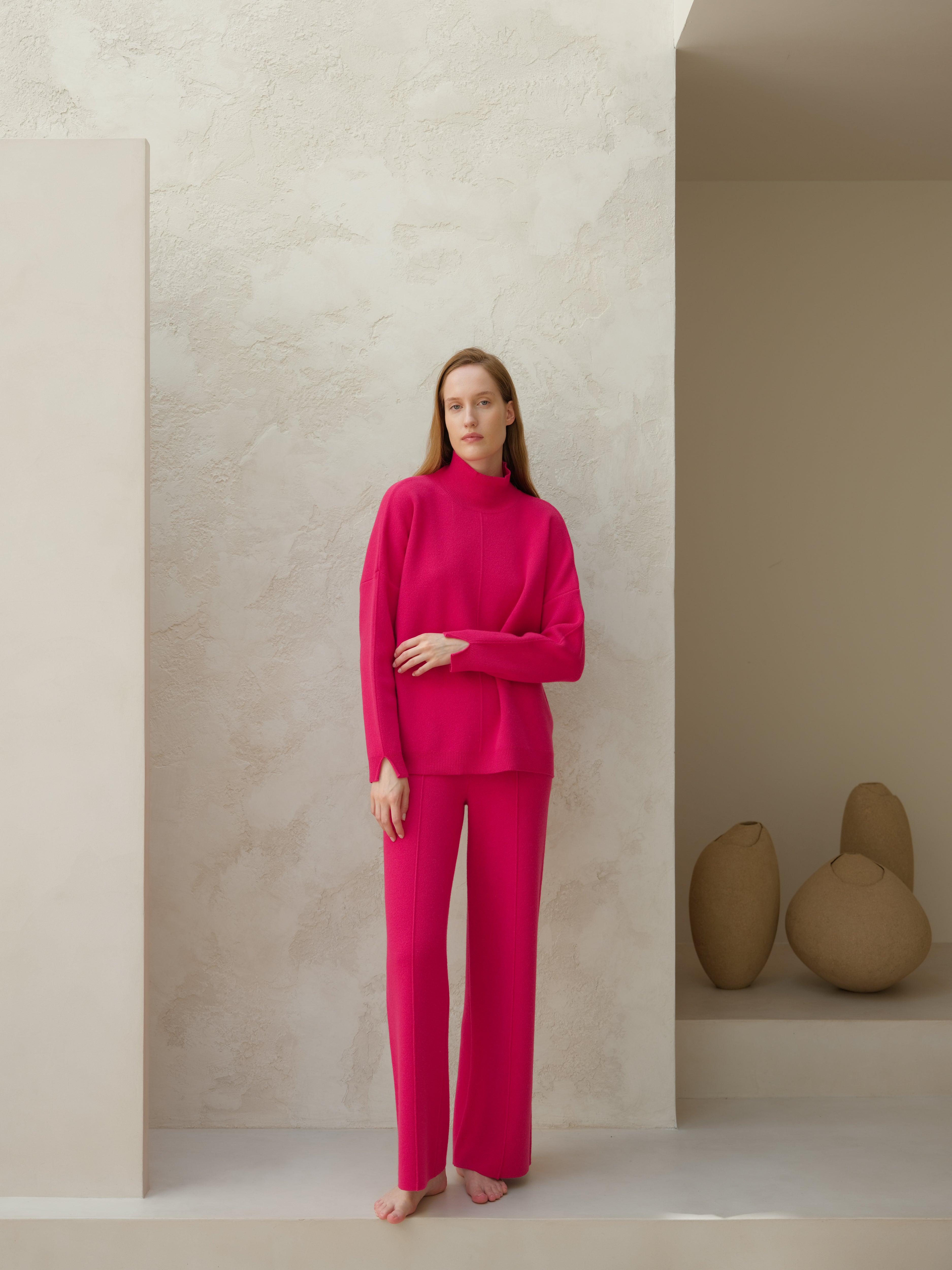 Wool & Cashmere Mix Solid Maxi Turtleneck Sweater