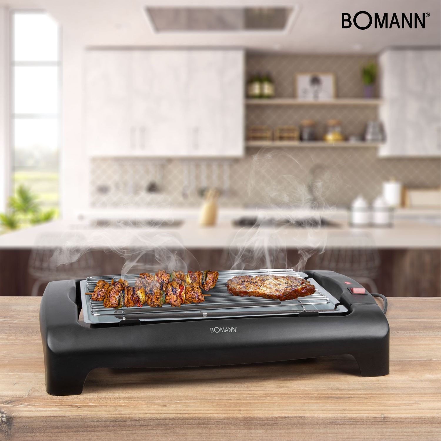 Bomann Bq 1240 – Elektrogrill mit verchromtem Grillrost, 35,5 x 24,5 cm, 2000 W, Schwarz