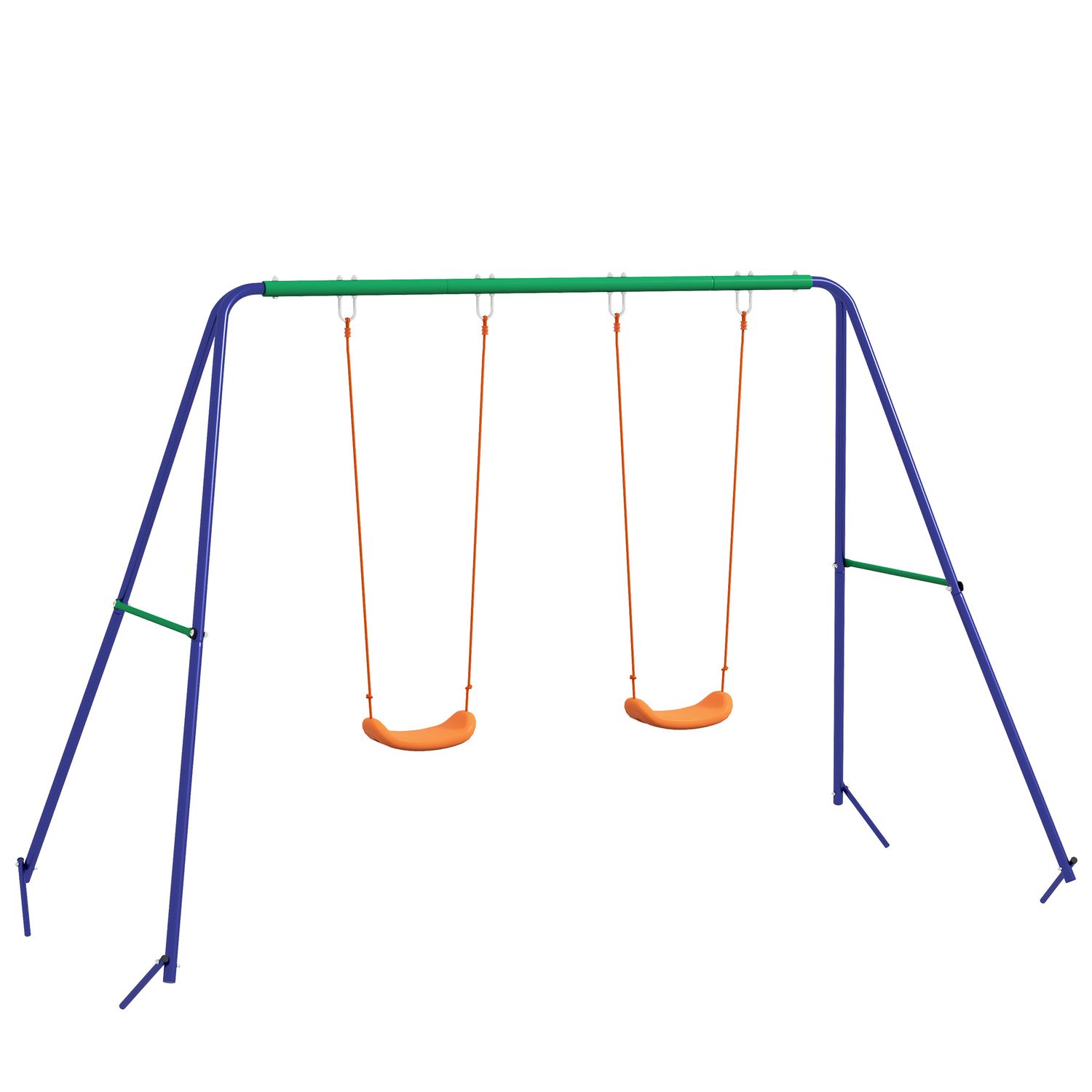 Kinderschaukel aus Metall, PP 269 x 160 x 180 cm, Outsunny. Mehrfarbig.