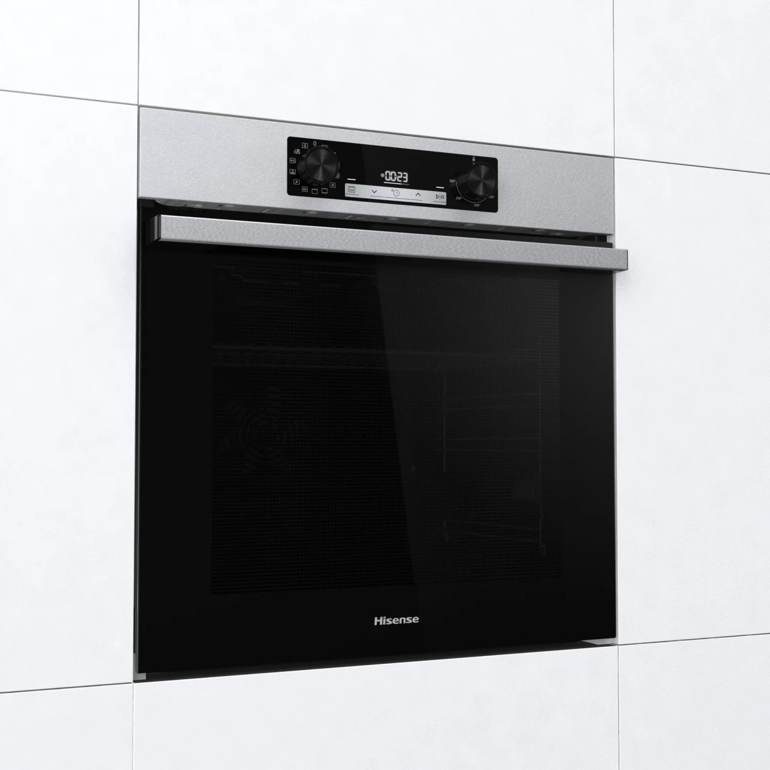 Hisense BI64213E14PX Multifunktionsbackofen, 3,5 kW, 77 l, Klapptür, 4 Kochfunktionen, Energieeffizienzklasse A+ – Edelstahl