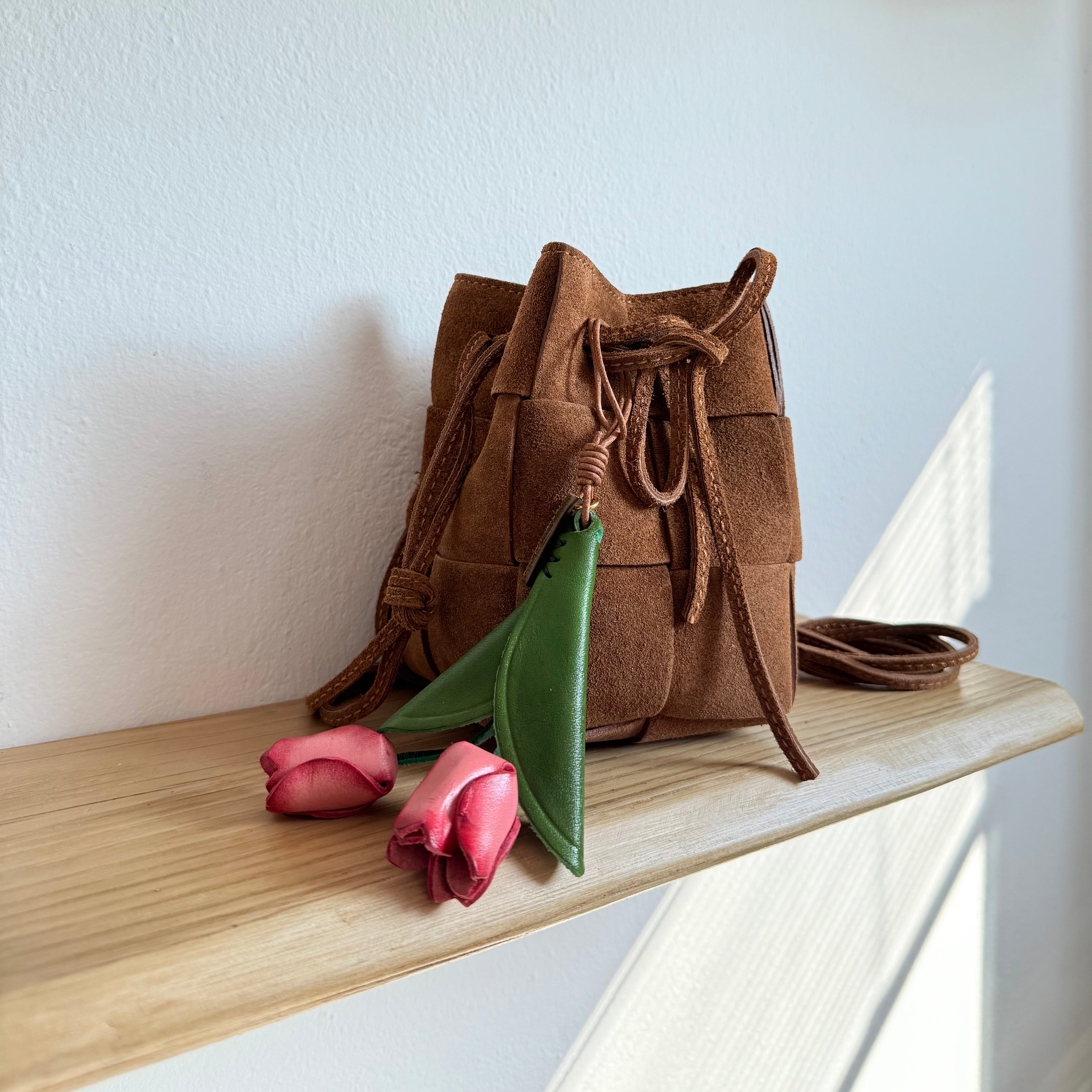 Tulip Bag Charm - Handmade Full-Grain Leather