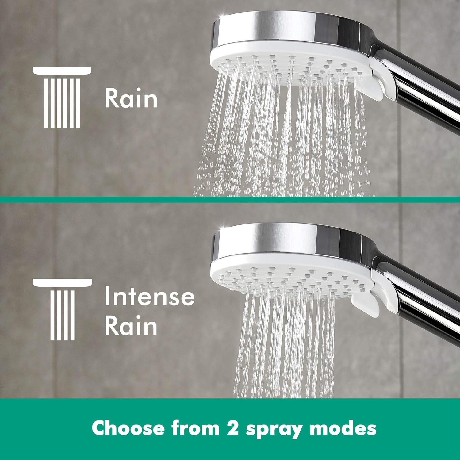 hansgrohe Crometta E - wassersparendes Duschsystem (EcoSmart) mit Thermostat, Regendusche (240 x 240 mm), Handbrause (2 Strahlarten), flexiblem Schlauch, Brausestange und rechteckigem, feststehendem Brausekopf, Chrom, 27281000