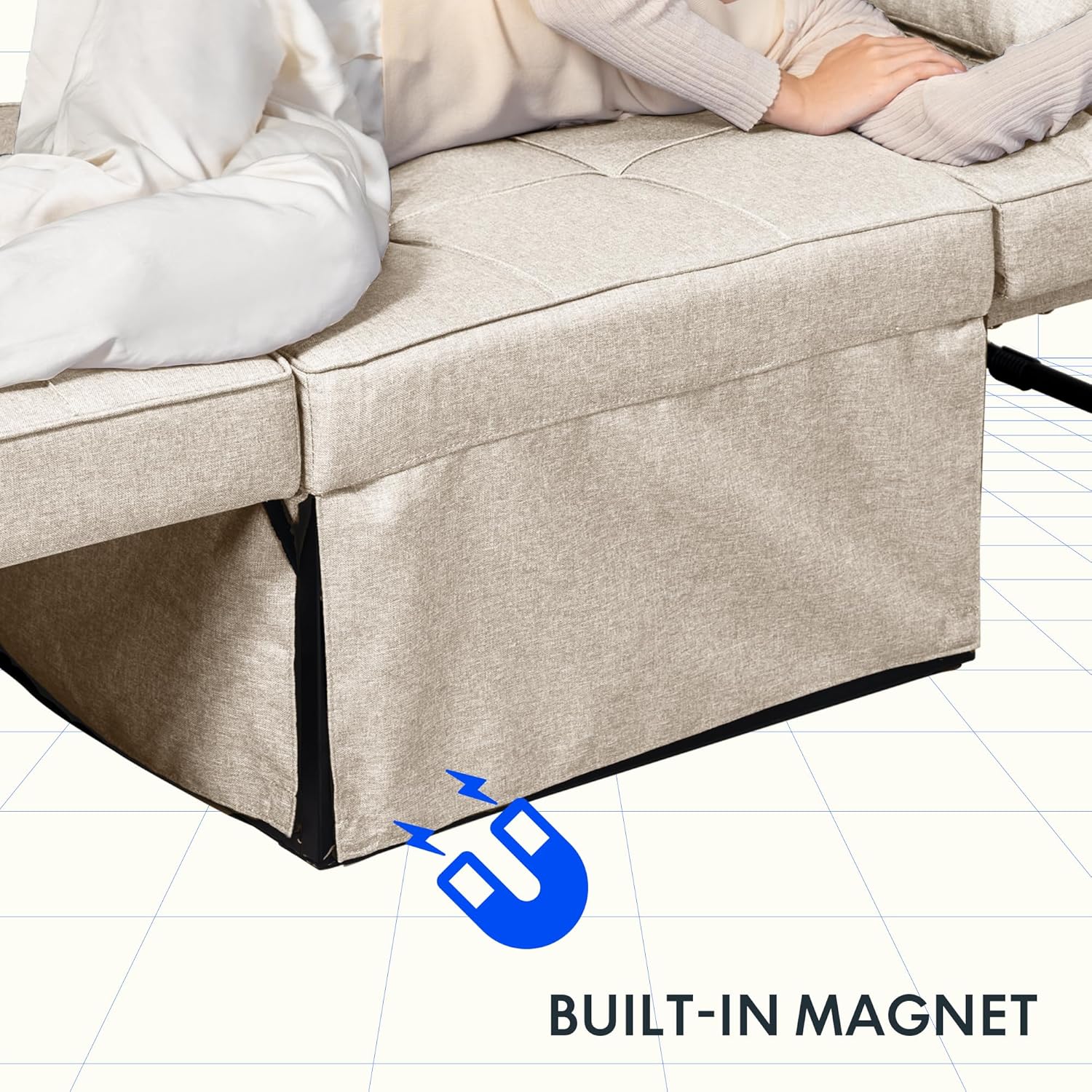 FLEXISPOT Schlafsofa, ausziehbarer Klappsessel mit Bettfunktion, Schlaffunktion, wandelbarer Schlafsessel, Belastbarkeit 300 kg, Grau