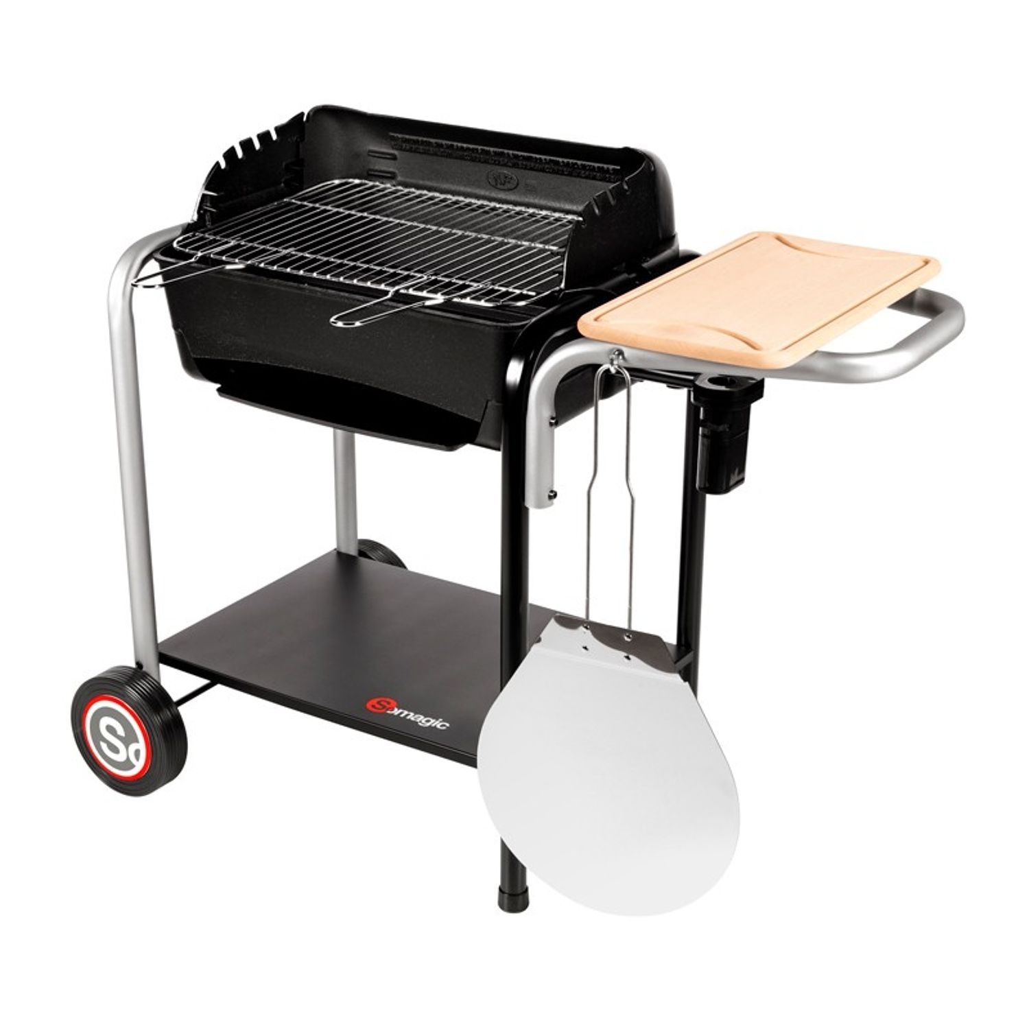 Römischer Holzkohlegrill mit Pizza-Zubereitung