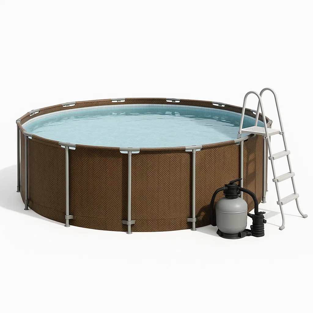 Piscine tubulaire ronde 358x98 cm couleur marron avec filtre et échelle BnsdJUr265Ck