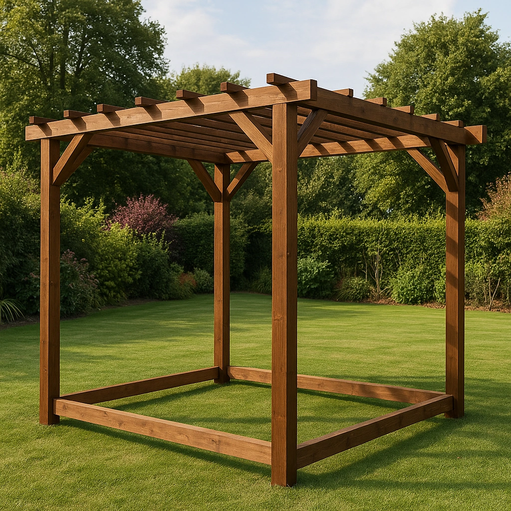 Pergola de jardin en bois marron pour usage extérieur, 300 x 300 x 290 cm