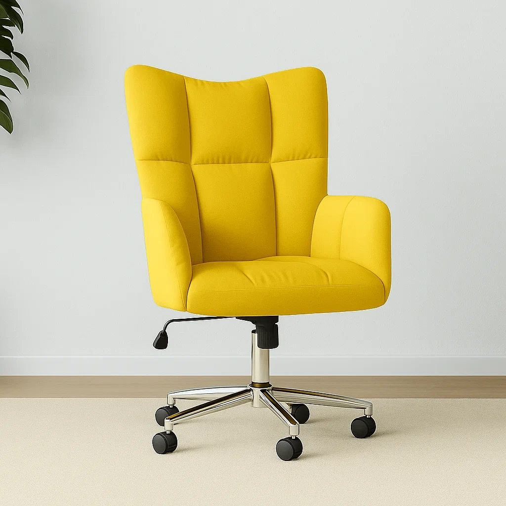 Chaise de bureau pivotante rembourrée en velours jaune pour bureau ou espace de travail 61,5 × 69 × 102 cm - gPVEwBnt1wER