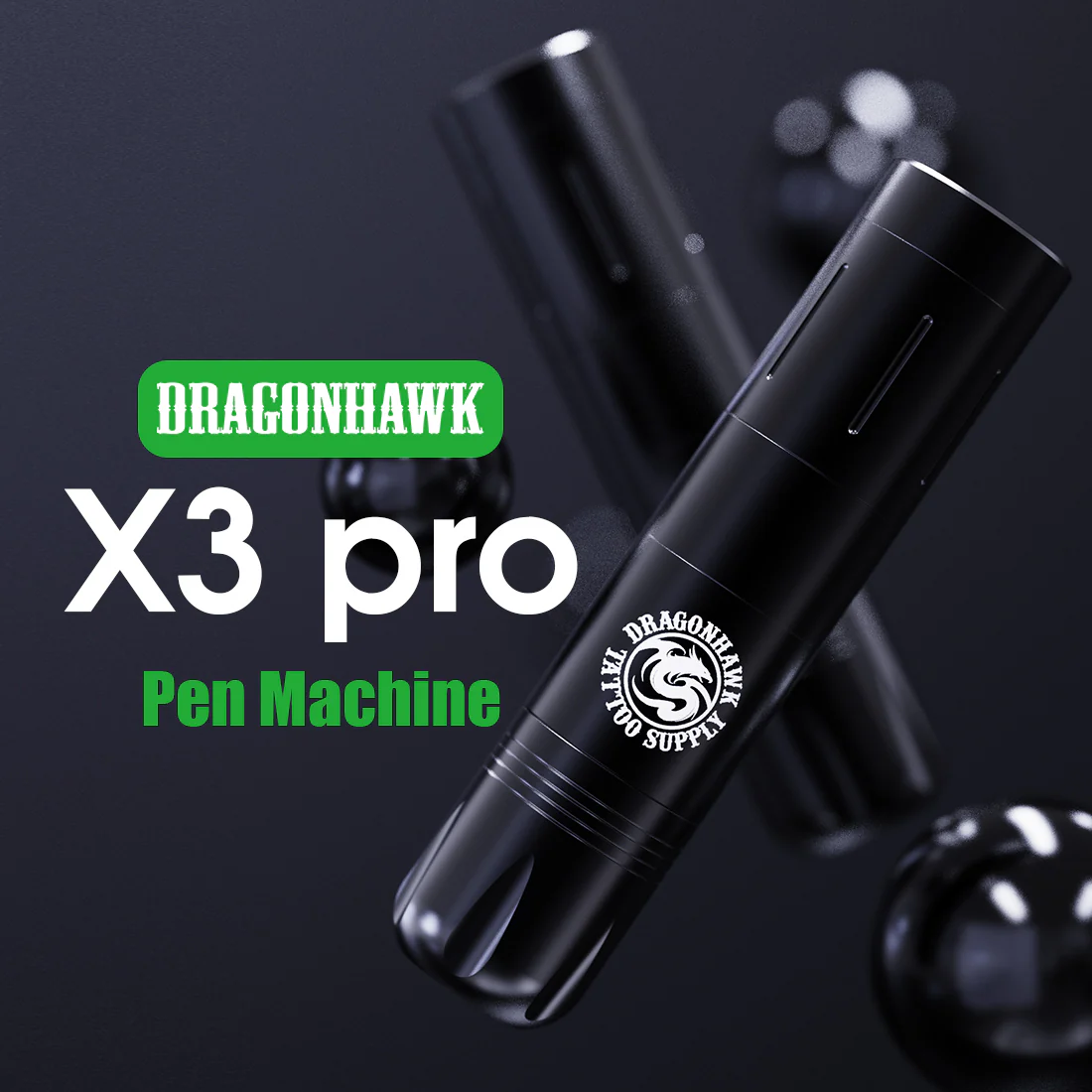 Dragonhawk X3 PRO Kabelloses Tattoo-Maschinen-Set im Stiftformat mit Kartuschen für Anfänger