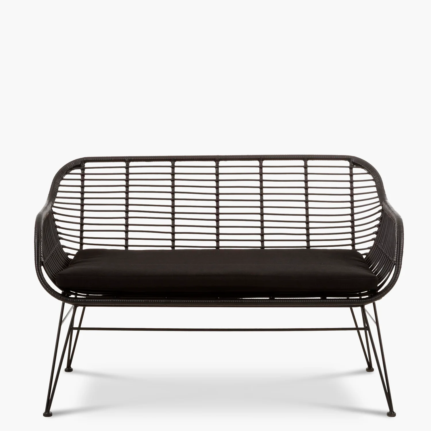 2025 Crete Black Syntetisk Rattan Bænk