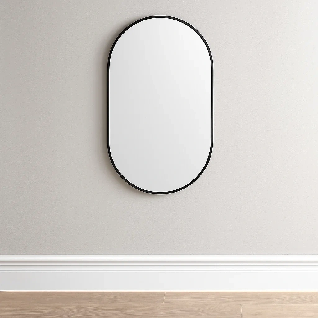 Miroir mural noir en aluminium, idéal pour le salon, 51 x 4 x 84 cm