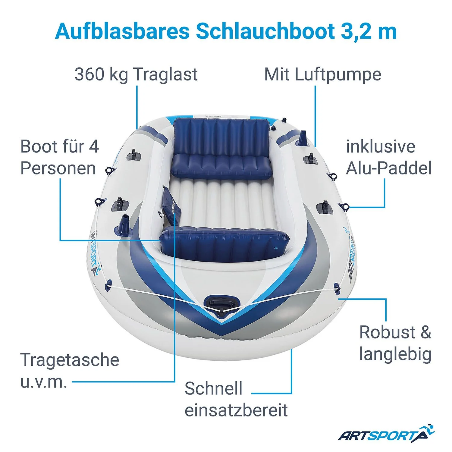 Schlauchboot 2025 mit zwei Bänken – 3,22 m