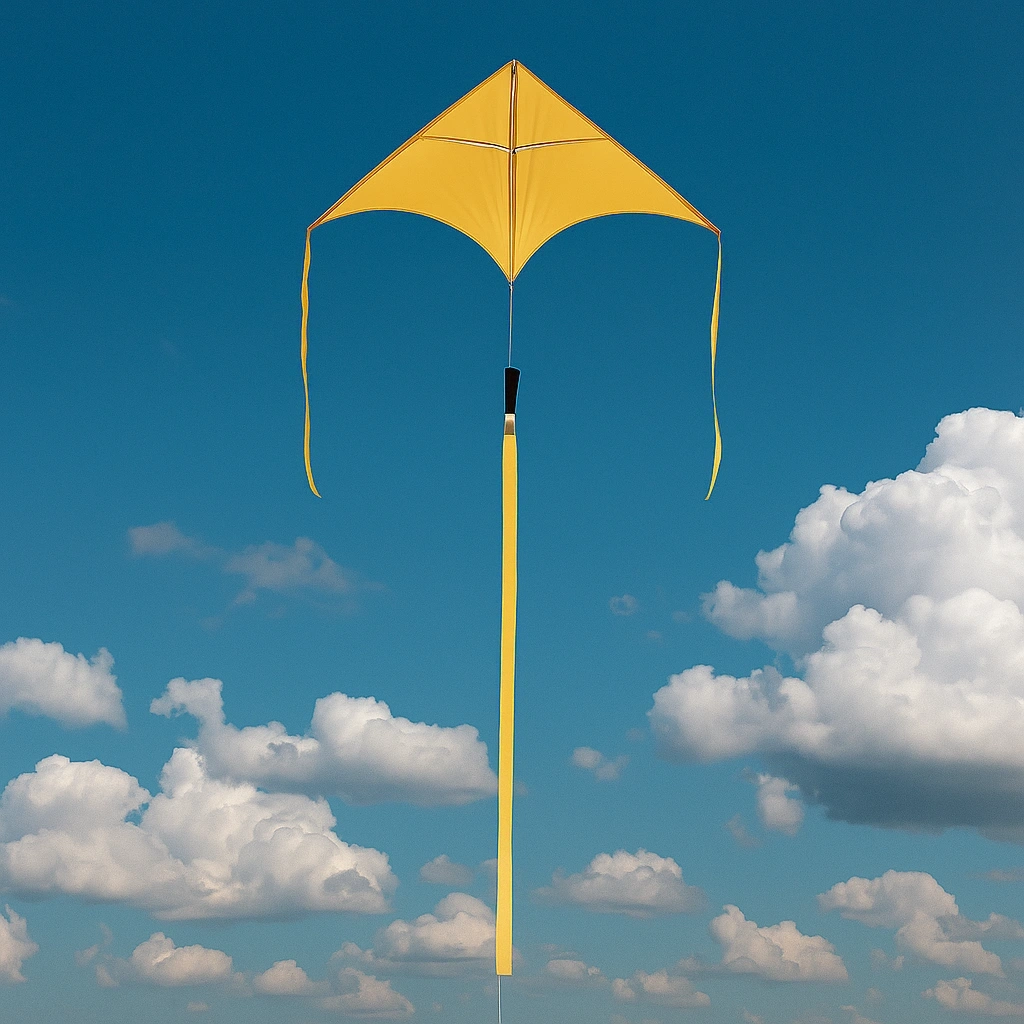 Cerf-volant triangulaire jaune en nylon, pour usage extérieur, 100 x 200 x 2 cm - HVnTZgY215XY