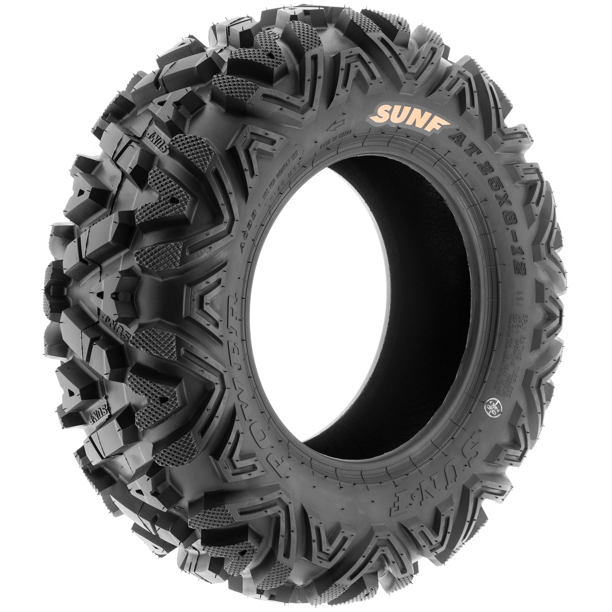 Pneus tout-terrain SunF 2025 pour VTT/SSV 25×8-12 et 25×10-12 (lot de 6) A033 | Ensemble complet de 4 pneus