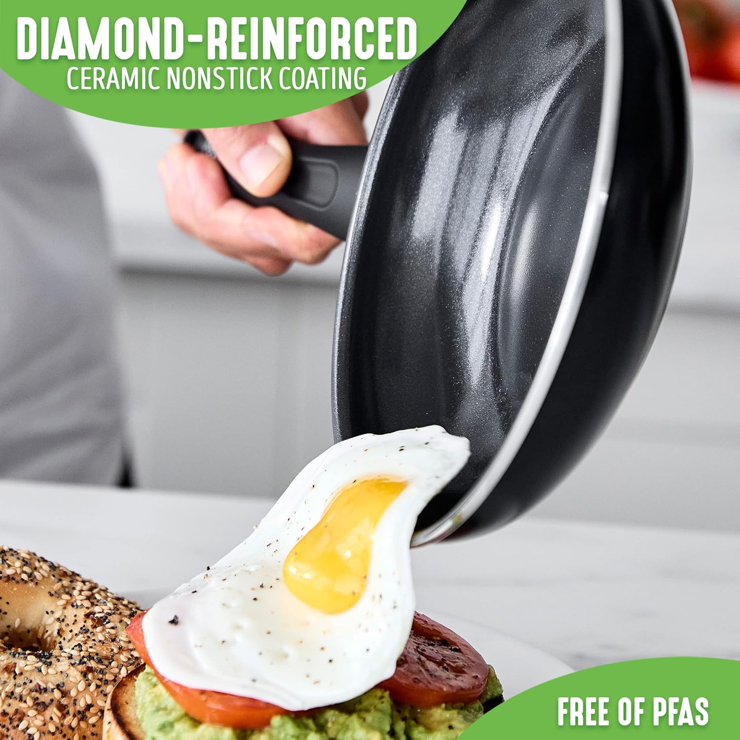 GreenLife Soft Grip 16-teiliges Antihaft-Keramik-Kochgeschirr-Set, bestehend aus Bratpfanne, Stielkasserolle und Topf, PFAS-frei, spülmaschinenfest, ofenfest, türkis