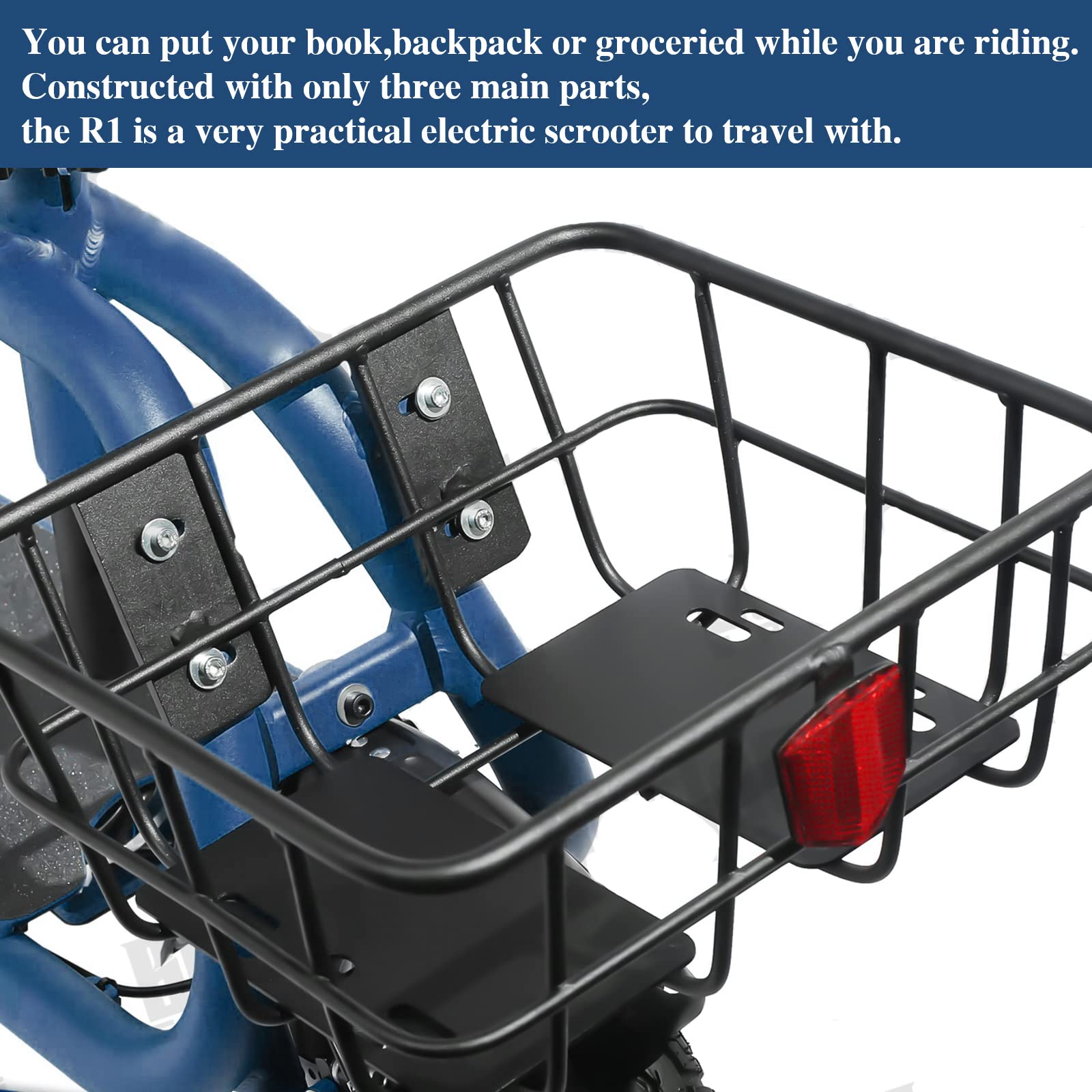 Sammenklappelig el-scooter til voksne med sæde. 450W børsteløs motor. 12-tommer terrængående dæk. 32 km rækkevidde. Let og bærbar.