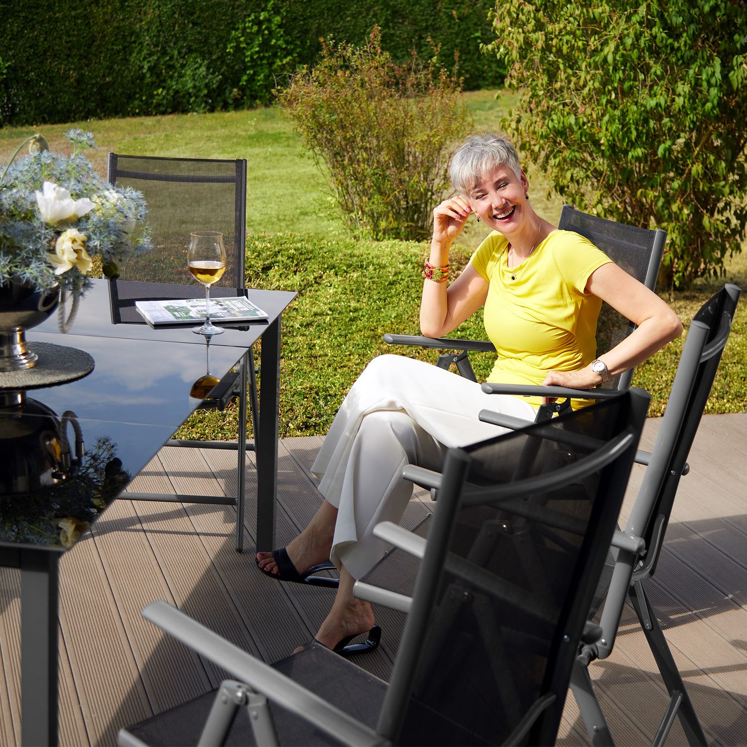 Aluminium-Stuhlset 8+1 - Dunkelgrau