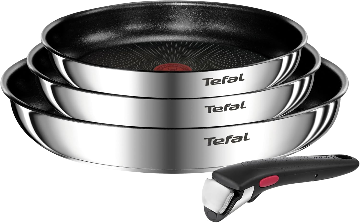 Tefal Ingenio Emotion Sæt med 3 stegepander 22/24/28 cm + 3 kasseroller 16/18/20 cm + gryderet 24 cm + wok 26 cm + 12 tilbehør | Induktionssikker, non-stick, tåler opvaskemaskine og ovn