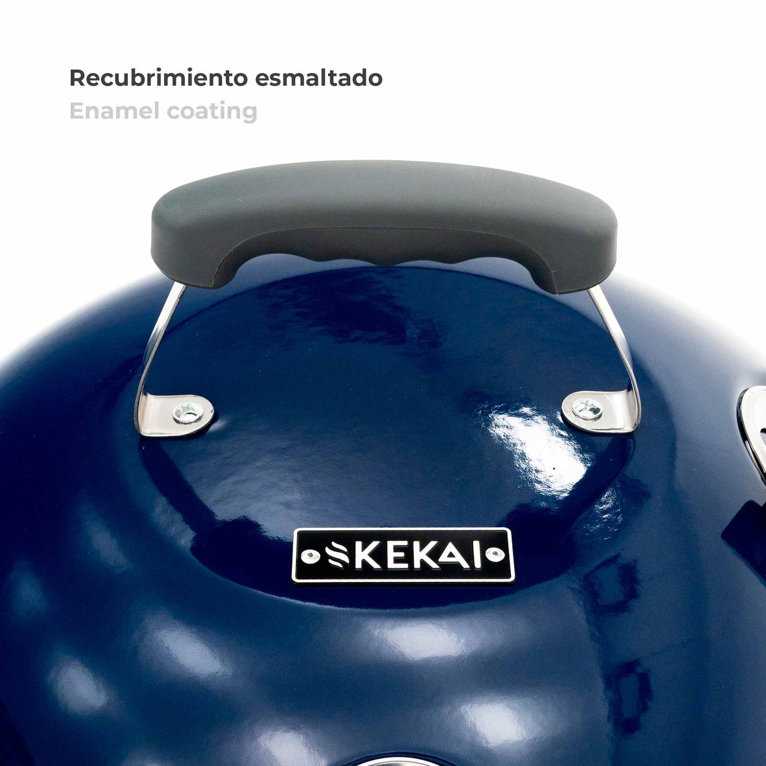 Kekai Yellowstone Tragbarer Holzkohlegrill mit Rädern, 58 x 47 x 100 cm, rund, mit Deckel und Feuerzeug, emailliert, blau