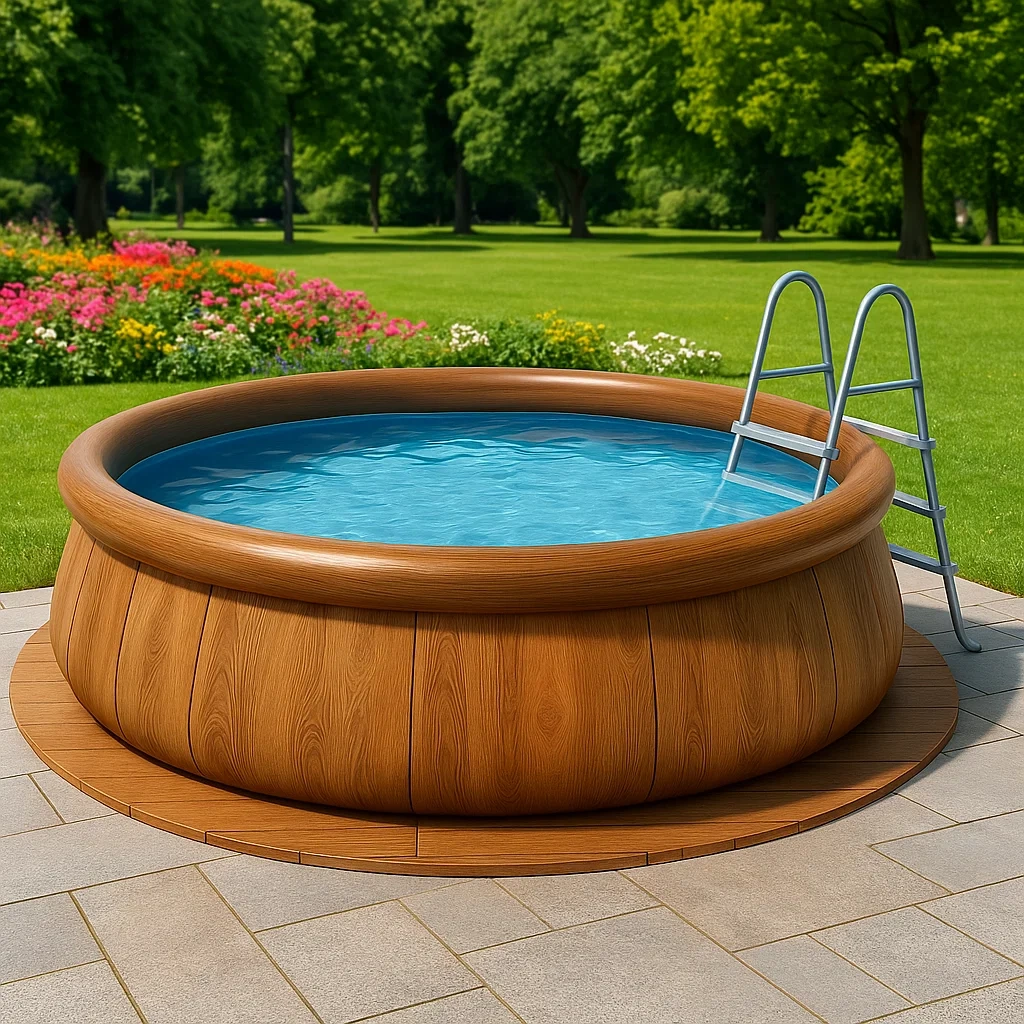 Piscine hors-sol ronde 366x76cm avec pompe de filtration, bois kABfJVis36Lt