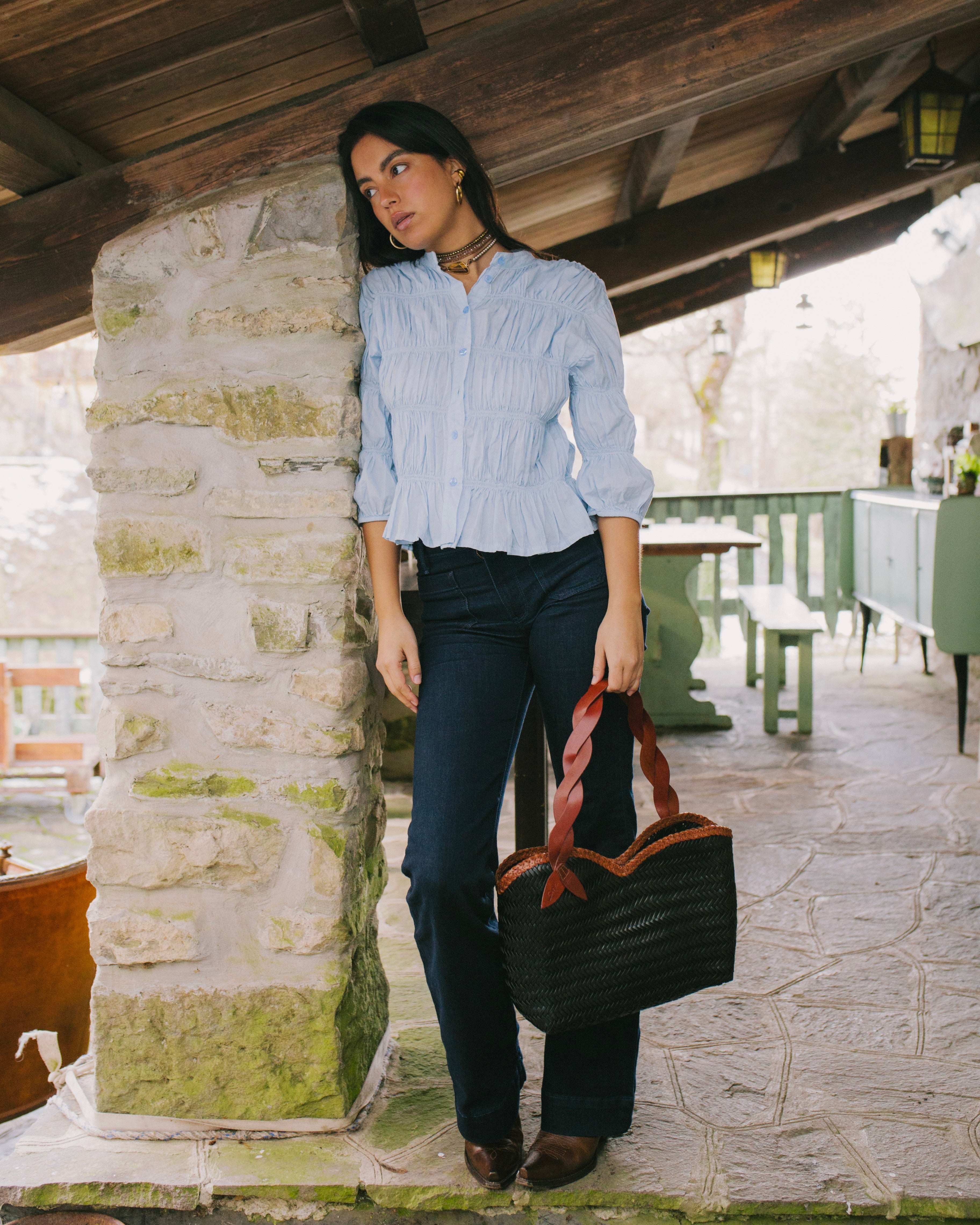 Léafa - Handwoven Leather Shoulder Bag | Brown & Black