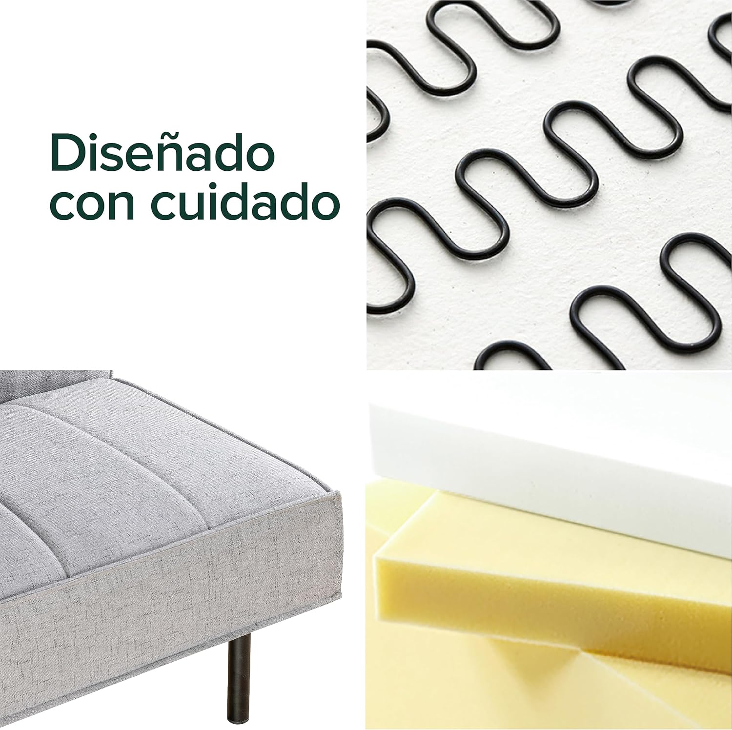 Zinus Quinn Click Clack sovesofa - 2-i-1 foldbar sovesofa - Velegnet til gæsteværelser og små rum - Grå