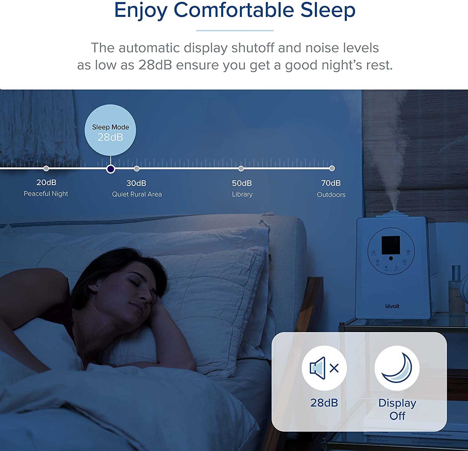 Humidificateurs LEVOIT pour chambres et grandes pièces, humidificateur à vapeur chaude et froide de 6 L pour maisons et plantes, avec capteur d'humidité intégré