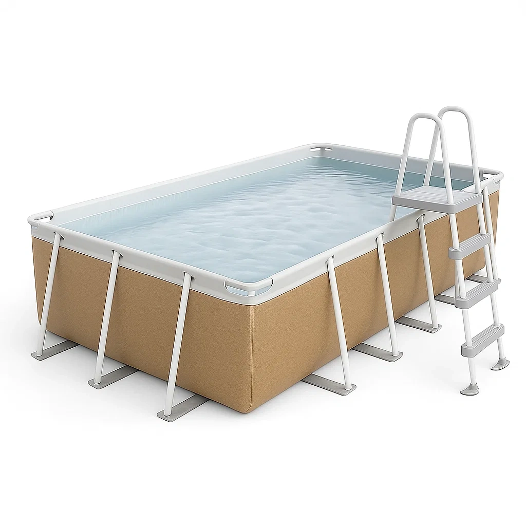 Piscine hors-sol tubulaire rectangulaire 532 x 265 x 119 cm Beige avec filtre et échelle loBROSf206bJ