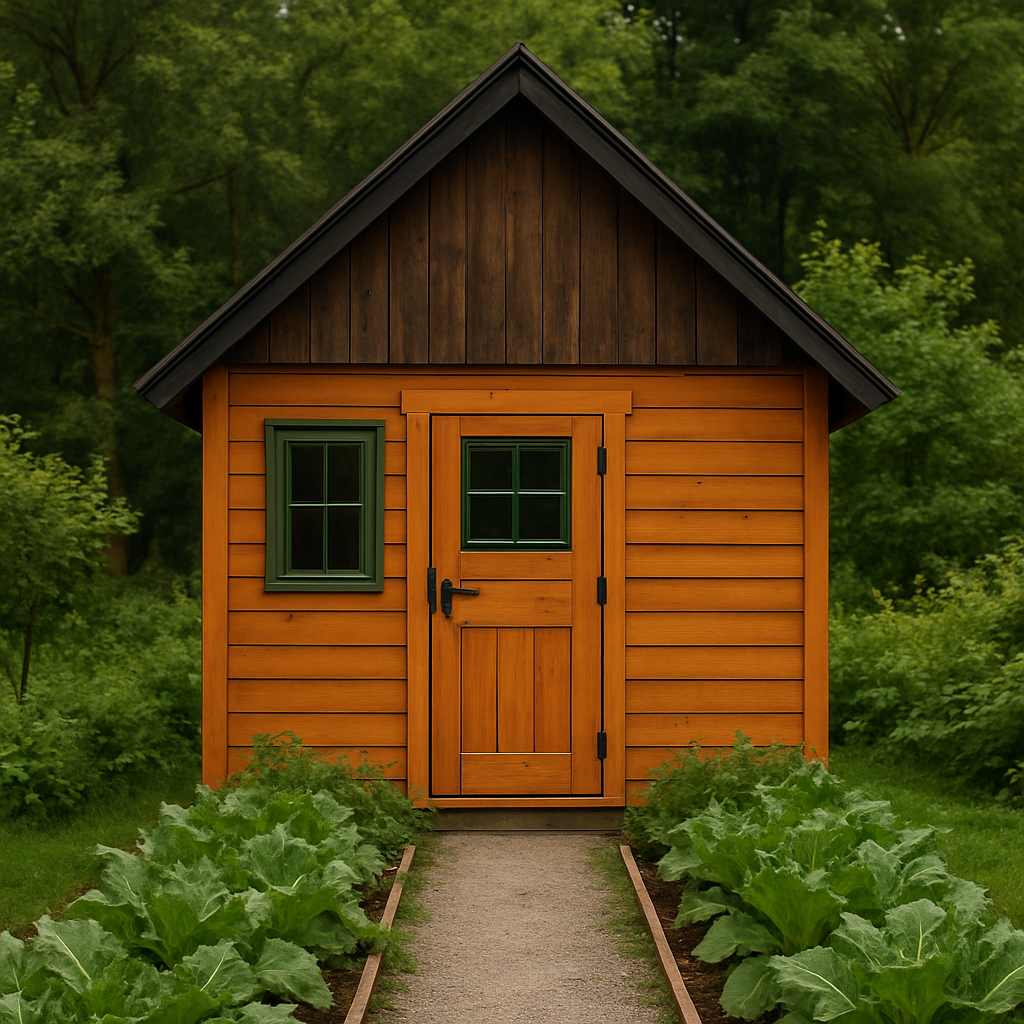 Abri de jardin en bois synthétique orange et vert, 220 × 190 × 250 cm