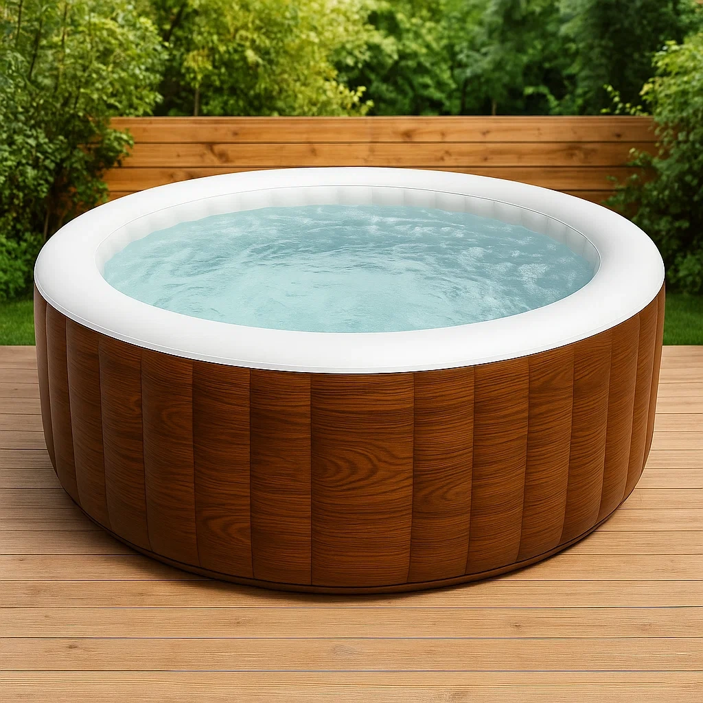 Spa gonflable, 150 x 150 x 71 cm, 4 personnes, rond, coloris marron/blanc meaKSGN312tq