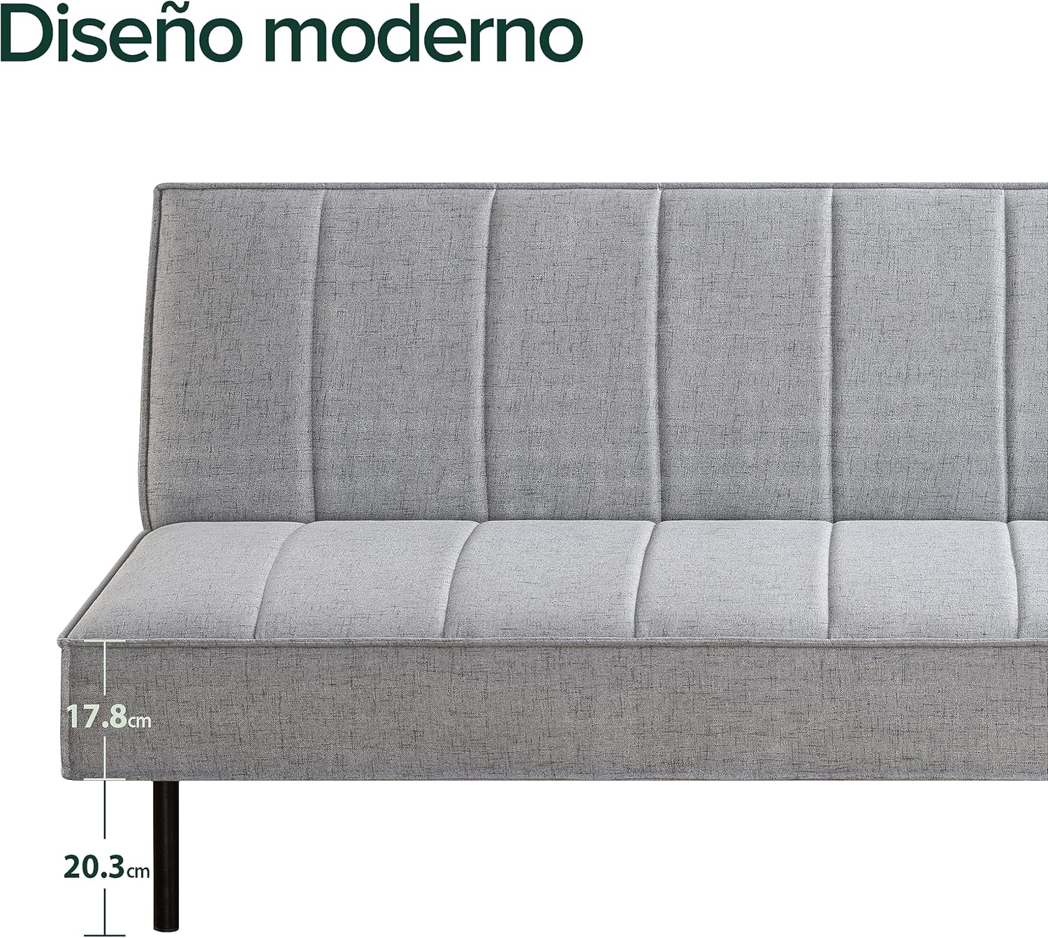 Zinus Quinn Click Clack sovesofa - 2-i-1 foldbar sovesofa - Velegnet til gæsteværelser og små rum - Grå