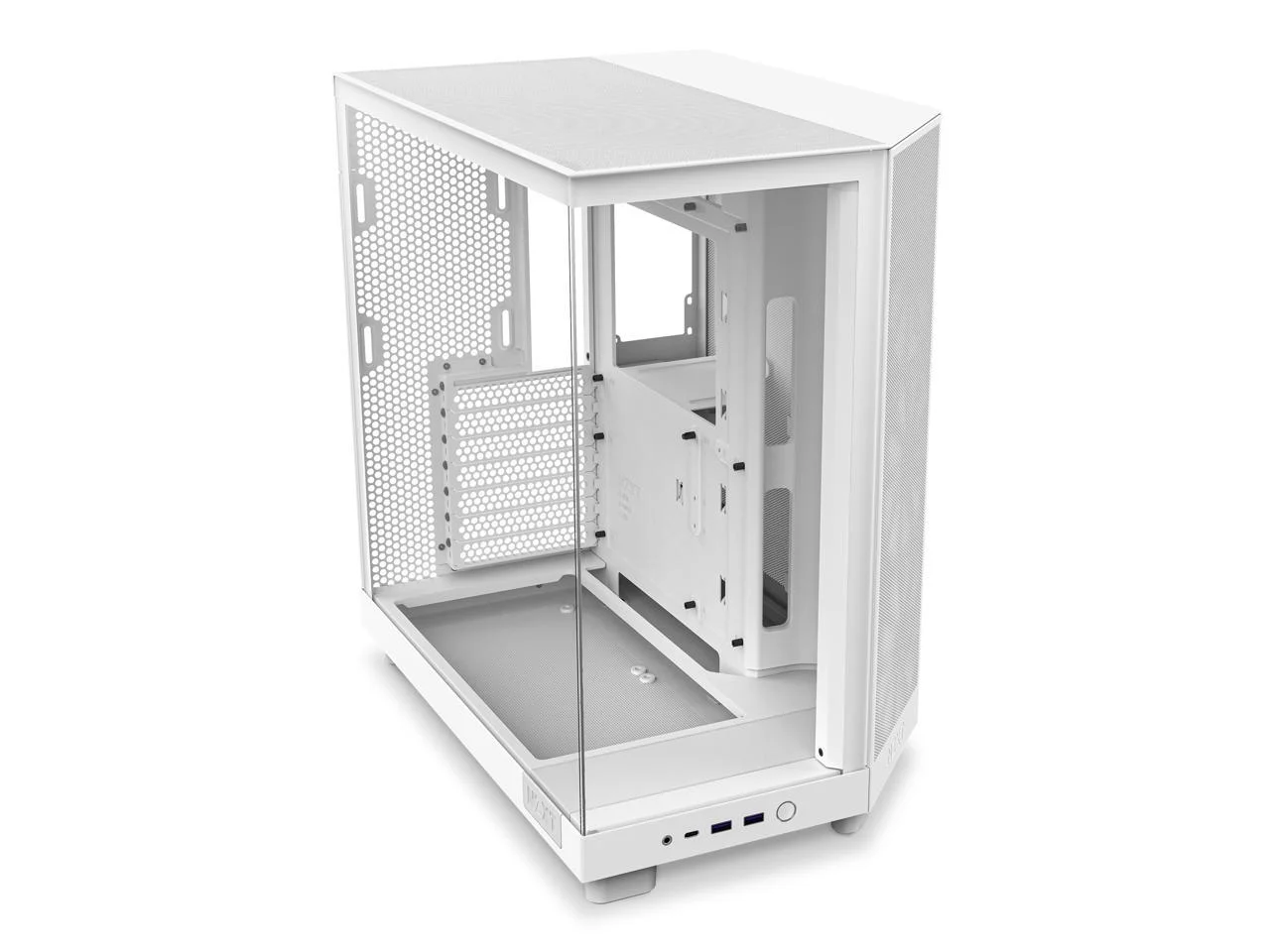 2025 NZXT H6 FLOW - Kompakt dobbeltkammer-midtower-kabinet med airflow. Hvid. CC-H61FW-01