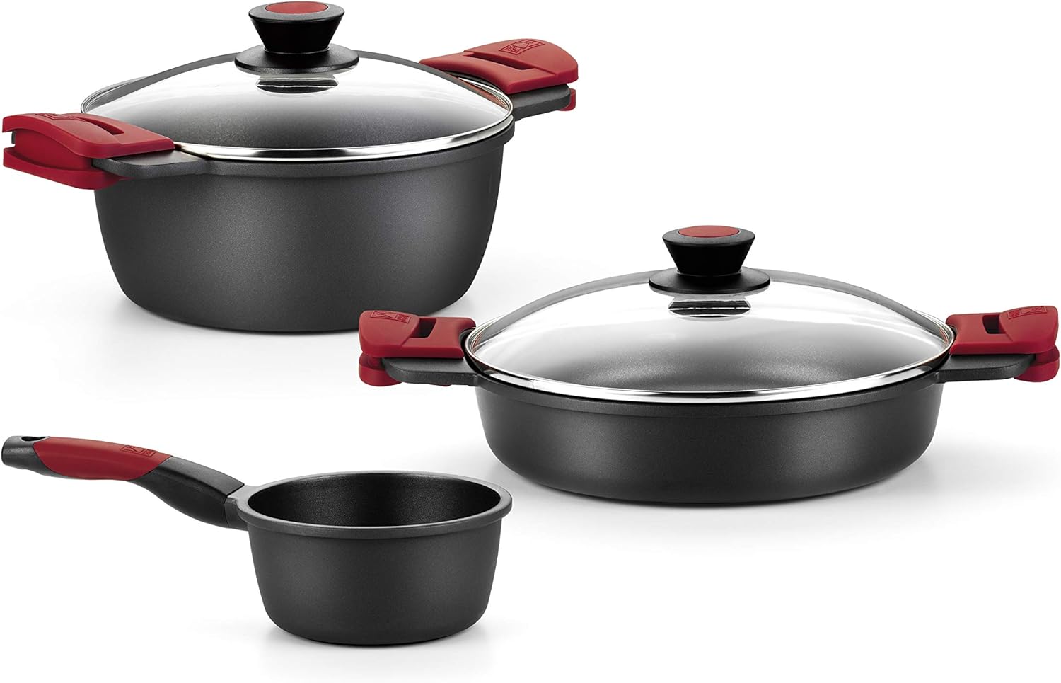 BRA Premiere 9-teiliges Antihaft-Kochgeschirr-Set aus Aluminiumguss, inklusive abnehmbarer Griffe, PFOA-frei, geeignet für alle Herdarten und Backöfen