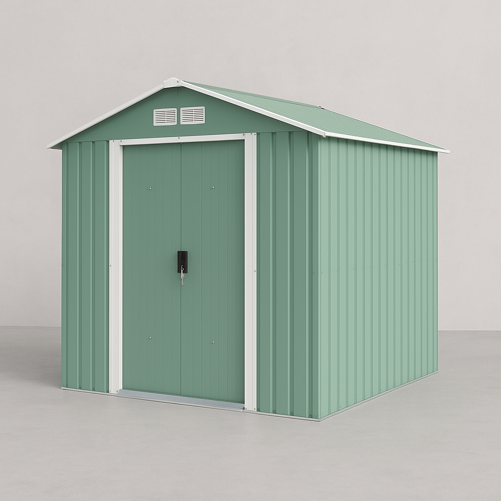Abri de jardin en métal vert galvanisé, 213 x 191 x 213 cm