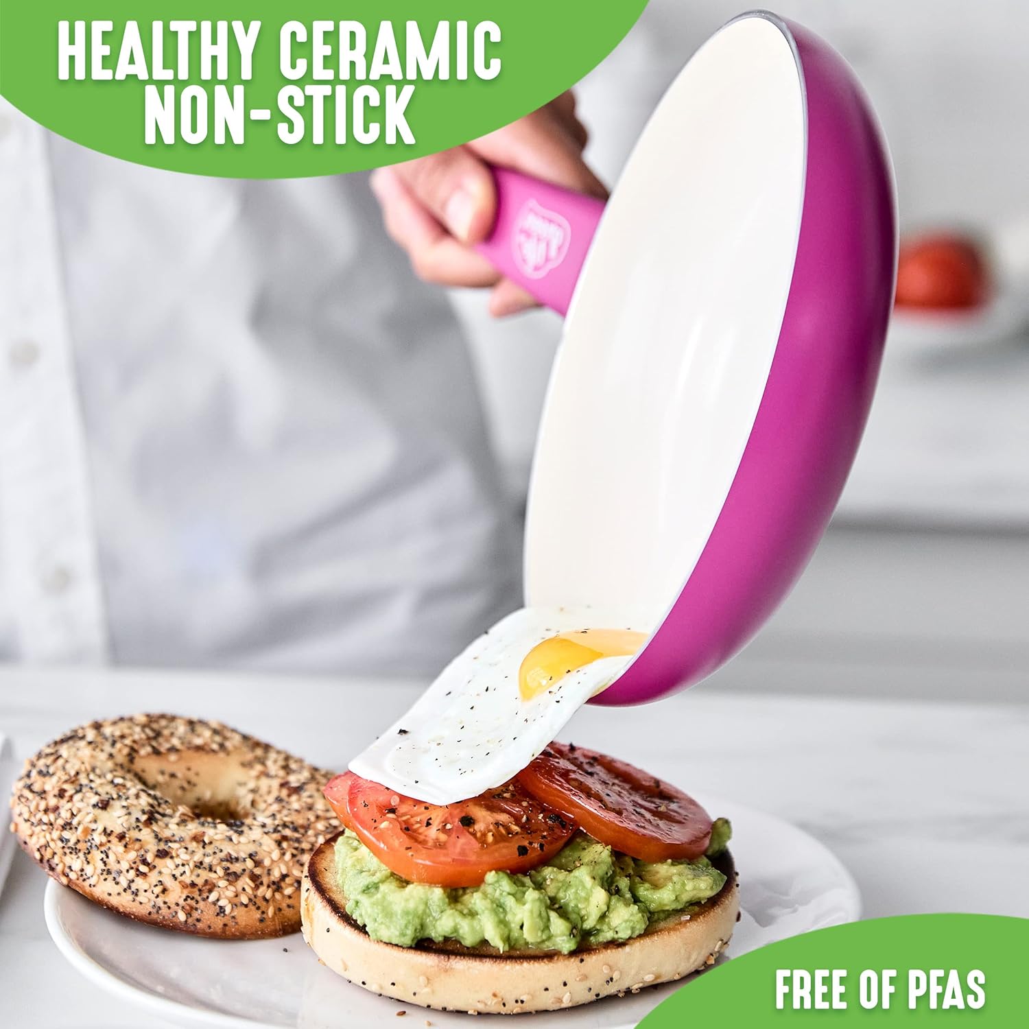 GreenLife Soft Grip 16-teiliges Antihaft-Keramik-Kochgeschirr-Set, bestehend aus Bratpfanne, Stielkasserolle und Topf, PFAS-frei, spülmaschinenfest, ofenfest, türkis