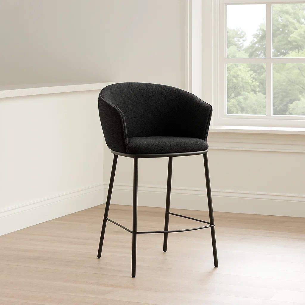Tabouret de bar noir en métal pour salle à manger, 63 x 62 x 94 cm