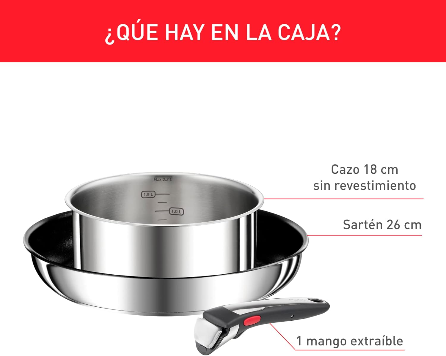 Tefal Ingenio Preference On Set: 2 Bratpfannen (24/28 cm) + 2 Stielkasserollen (16/20 cm) + 24 cm Topf + 26 cm Wok + 2 abnehmbare Griffe + 5 Zubehörteile | Induktionsgeeignet, antihaftbeschichtet, PFOA-frei