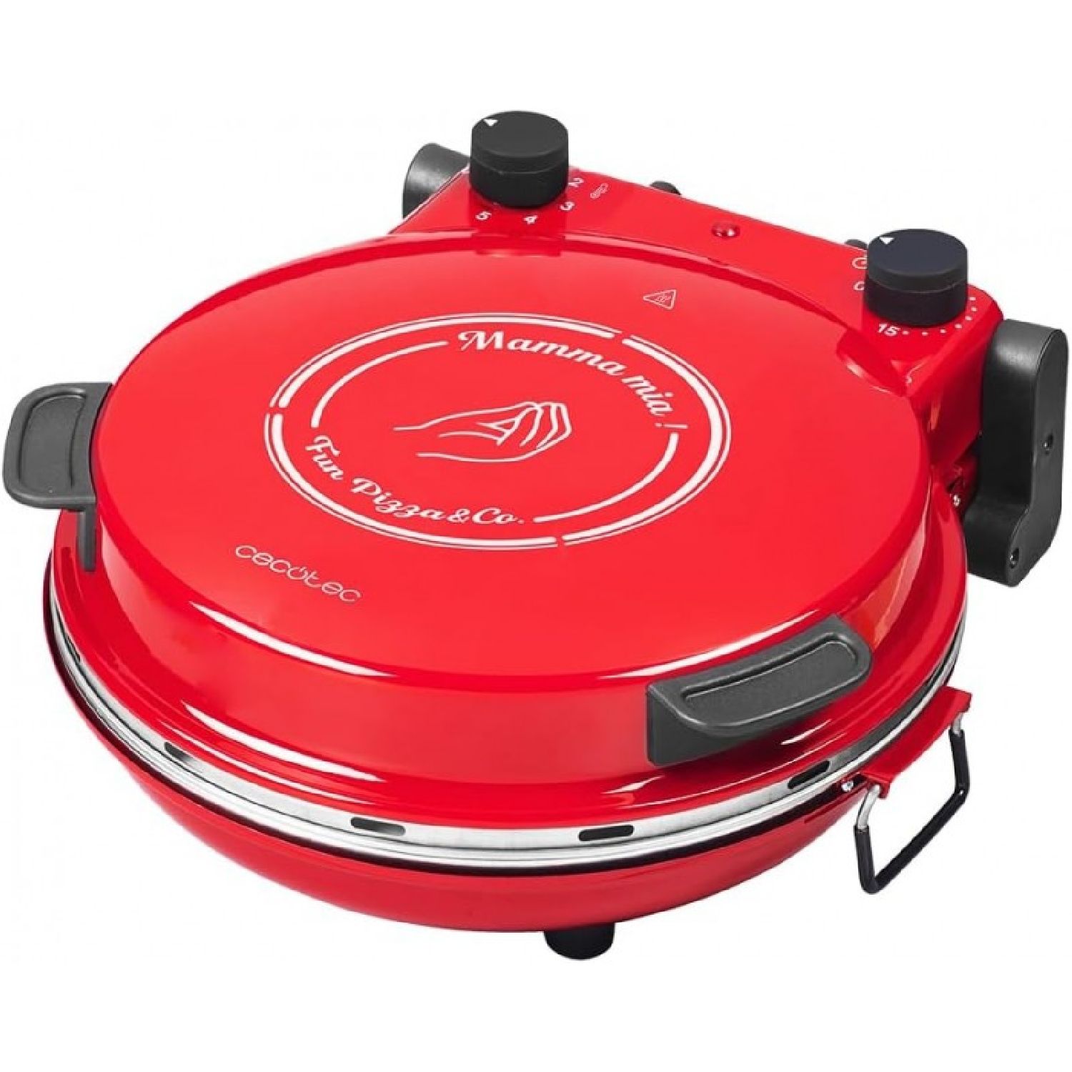 Fun Pizza&co Mamma Mia Elektrogrillofen für Pizza, 1200 W, 15-Minuten-Timer, Maximale Temperatur von 420ºc in 3 Minuten, Steinbackplatte.