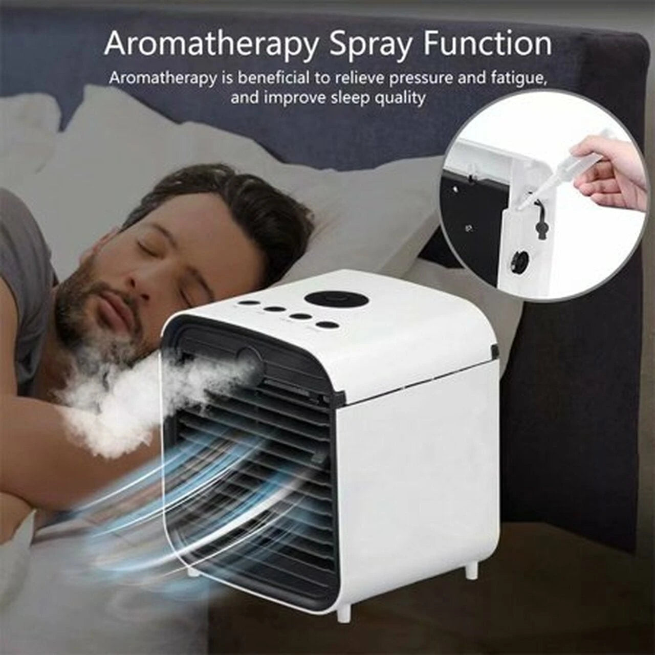 Mini climatiseur multifonction avec LED, humidificateur et purificateur d'air avec batterie