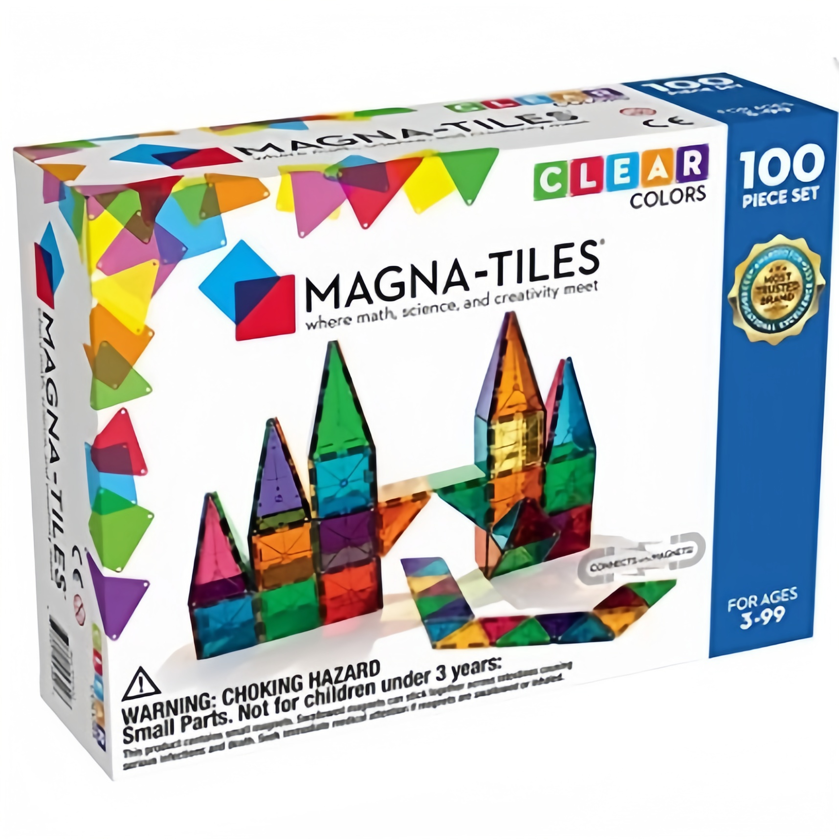 Magna-Tiles sæt med 100 dele, gennemsigtige farver, pædagogisk legetøj